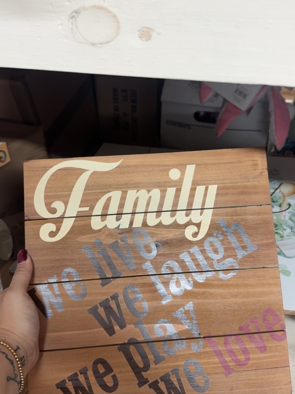 Wooden 'Family' Plank Sign with Script Lettering